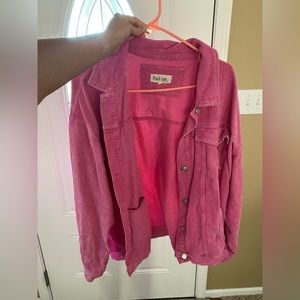 Hot pink corduroy shacket